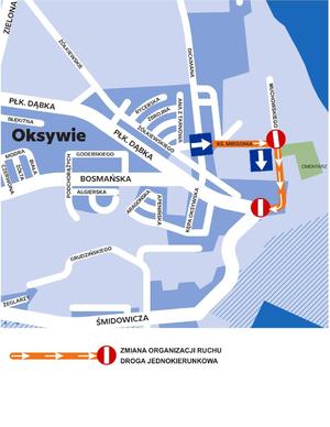 Zdjęcie poglądowe, przedstawiające mapę dojazdową do cmentarza na Oksywiu.