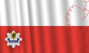 Zdjęcie poglądowe, przedstawiające flagę Polski z Orłem