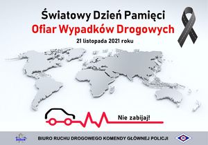 Zdjęcie przedstawiające plakat z napisem Światowy Dzień Pamięci Ofiar Wypadków Drogowych