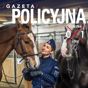 Zdjęcie przedstawia okładkę gazety policyjnej. Na okładce Policjantka z koniem.