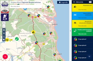 Zdjęcie przedstawiające aplikację Krajowej Mapy Zagrożeń Bezpieczeństwa.