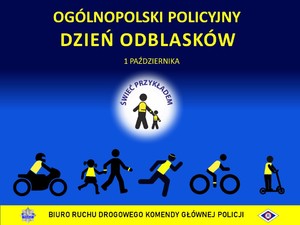 Zdjęcie poglądowe przedstawiające plakat na niebieskim tle z zarysem postaci z odblaskami