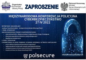 Zdjęcie poglądowe, przedstawiające plakat z zaproszeniem na międzynarodową konferencję policyjną