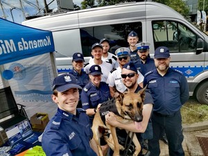 Zdjęcie przedstawiające policjantów podczas wojskowego festynu