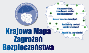 Zdjęcie przedstawiające mapę Polski z napisem Krajowa Mapa Zagrożeń Bezpieczeństwa