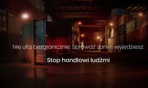 Zdjęcie poglądowe, z napisem &quot;Stop handlowi ludźmi&quot;