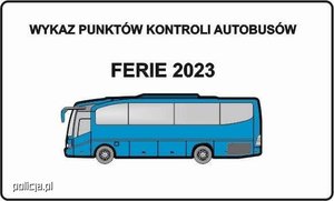 Zdjęcie przedstawiające rysunek autobusu z napisem Ferie 2023