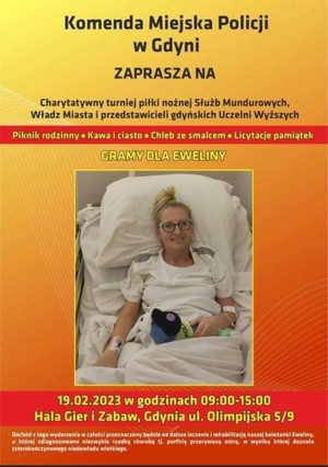 Zdjęcie przedstawiające plakat promujący turniej charytatywny. Na zdjęciu Ewelina Musiałowicz