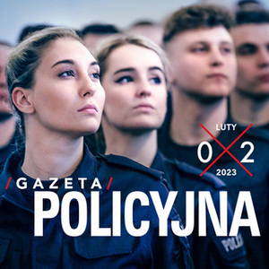 Zdjęcie poglądowe, przedstawiające stronę tytułową Gazety Policyjnej. Na zdjęciu widać policjantki i policjantów.