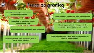 Zdjęcie przedstawiające plakat dotyczący pracy za granicą podczas wakacji