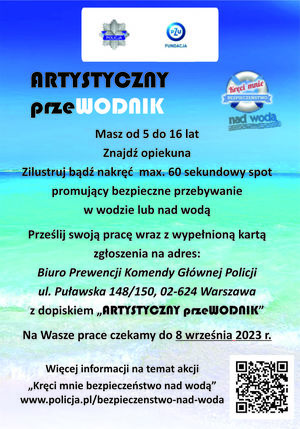 Zdjęcie przedstawiające plakat z informacjami na temat konkursu pn. &quot;Artystyczny przeWODNIK&quot;