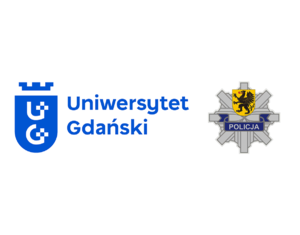 Zdjęcie przedstawiające logo Uniwersytetu Gdańskiego i Komendy Wojewódzkiej Policji w Gdańsku