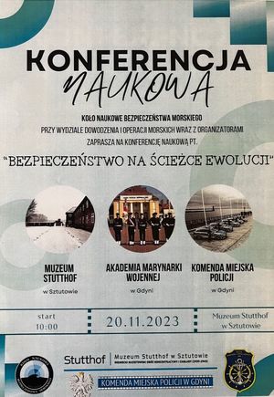 Zdjęcie przedstawiające plakat z informacją na temat konferencji naukowej w Sztutowie, która odbędzie się 20 listopada 2023 roku