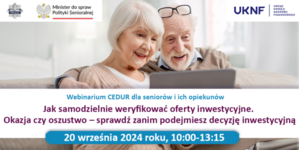 Zdjęcie poglądowe, przedstawiające seniorkę i seniora przed ekranem laptopa.