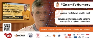 Zdjęcie poglądowe, przedstawiające plakat z kampanii dotyczącej bezpieczeństwa seniorów. Na plakacie twarz seniora, a także napis Znam te numery.