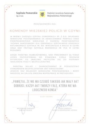 Zdjęcie przedstawiające podziękowania dla policjantów.