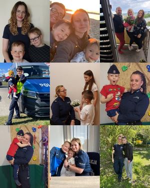 Zdjęcie przedstawiające policjantki wraz z ich dziećmi