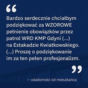 Zdjęcie przedstawiające treść podziękowania dla policjantów z drogówki.