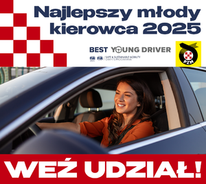 Zdjęcie przedstawiające plakat dotyczący konkursu na najlepszego młodego kierowcę 2025