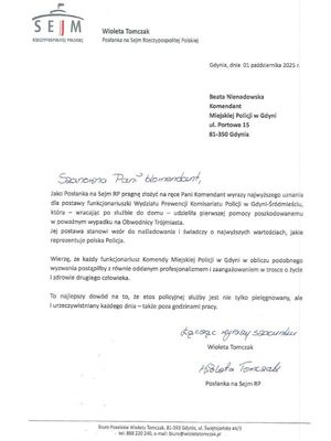 Zdjęcie przedstawia podziękowania