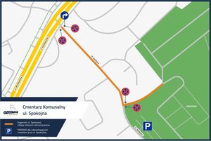 Zdjęcie przedstawiające mapkę z informacją o zmianie organizacji ruchu.