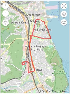Zdjęcia przedstawiają mapę Gdyni