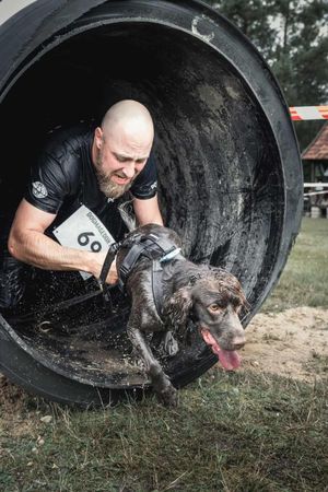 zdjęcia przedstawiają psa i policjanta