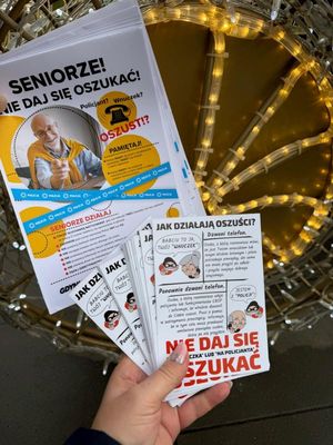Policjantki prowadzące kampanię informacyjną.