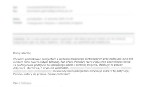 Podziękowania dla policjantów z gdyńskiej "drogówki".