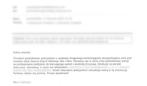 Podziękowania dla policjantów z gdyńskiej "drogówki".