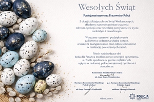 Życzenia Kierownictwa garnizonu gdyńskiego Policji z okazji Świąt Wielkanocnych